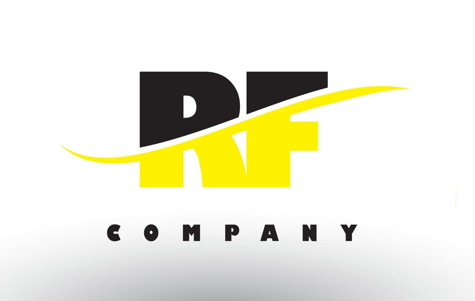 logo de lettre rf rf noir et jaune avec swoosh. vecteur