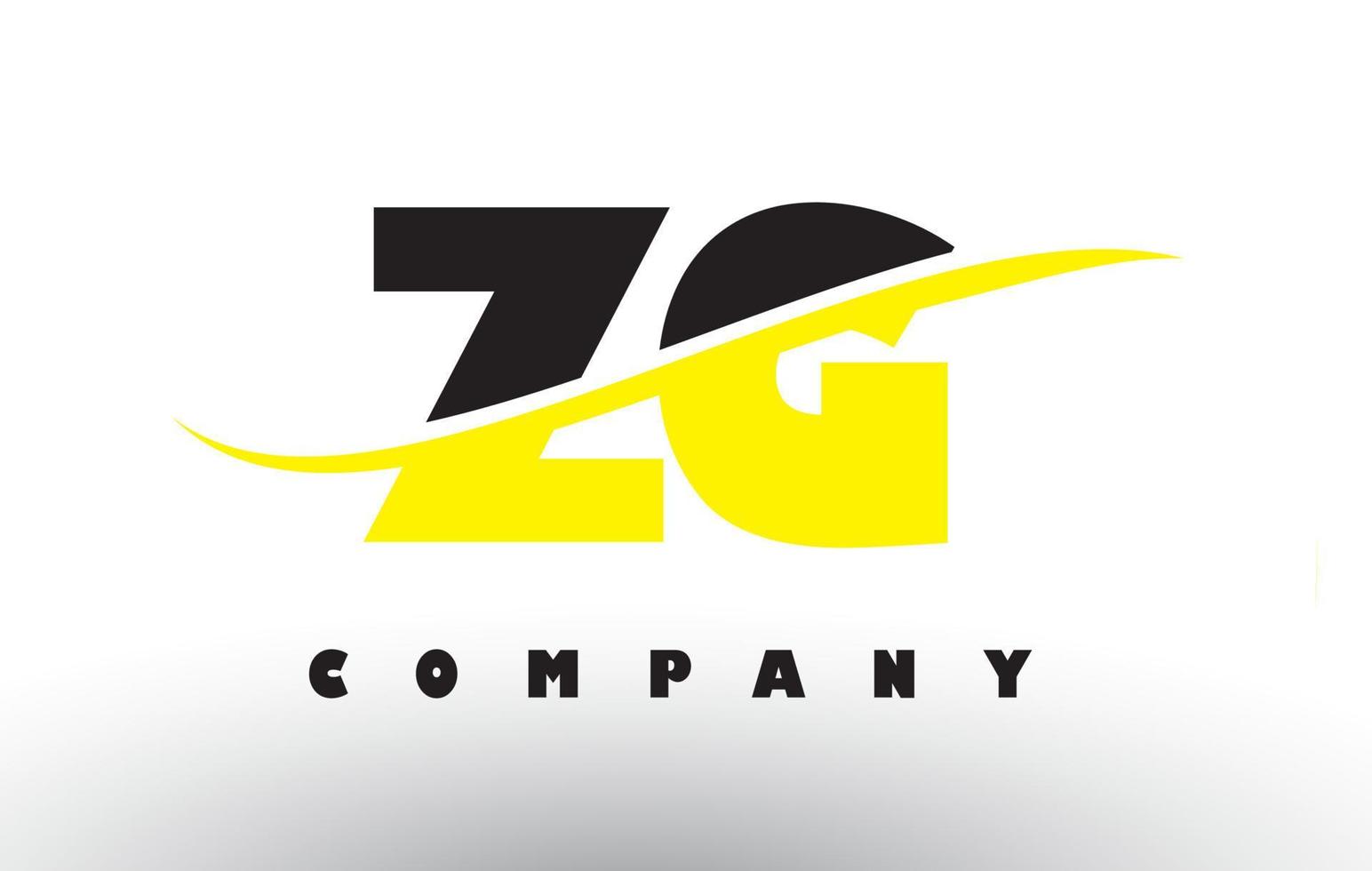 zg zg logo de lettre noir et jaune avec swoosh. vecteur