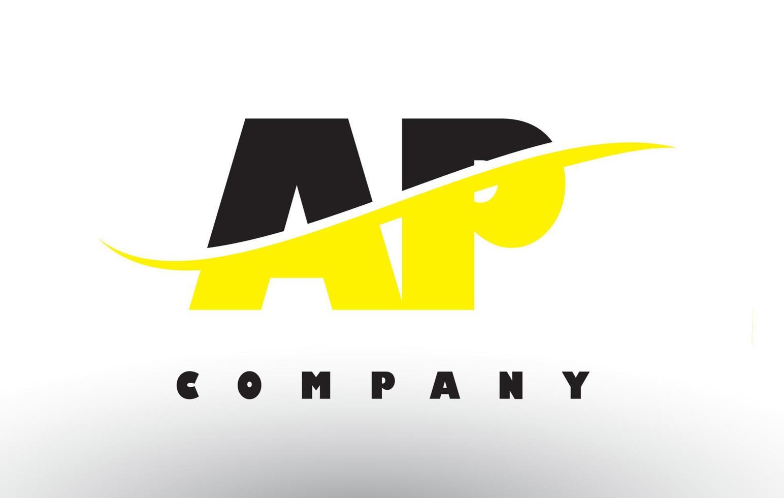 ap ap logo lettre noir et jaune avec swoosh. vecteur