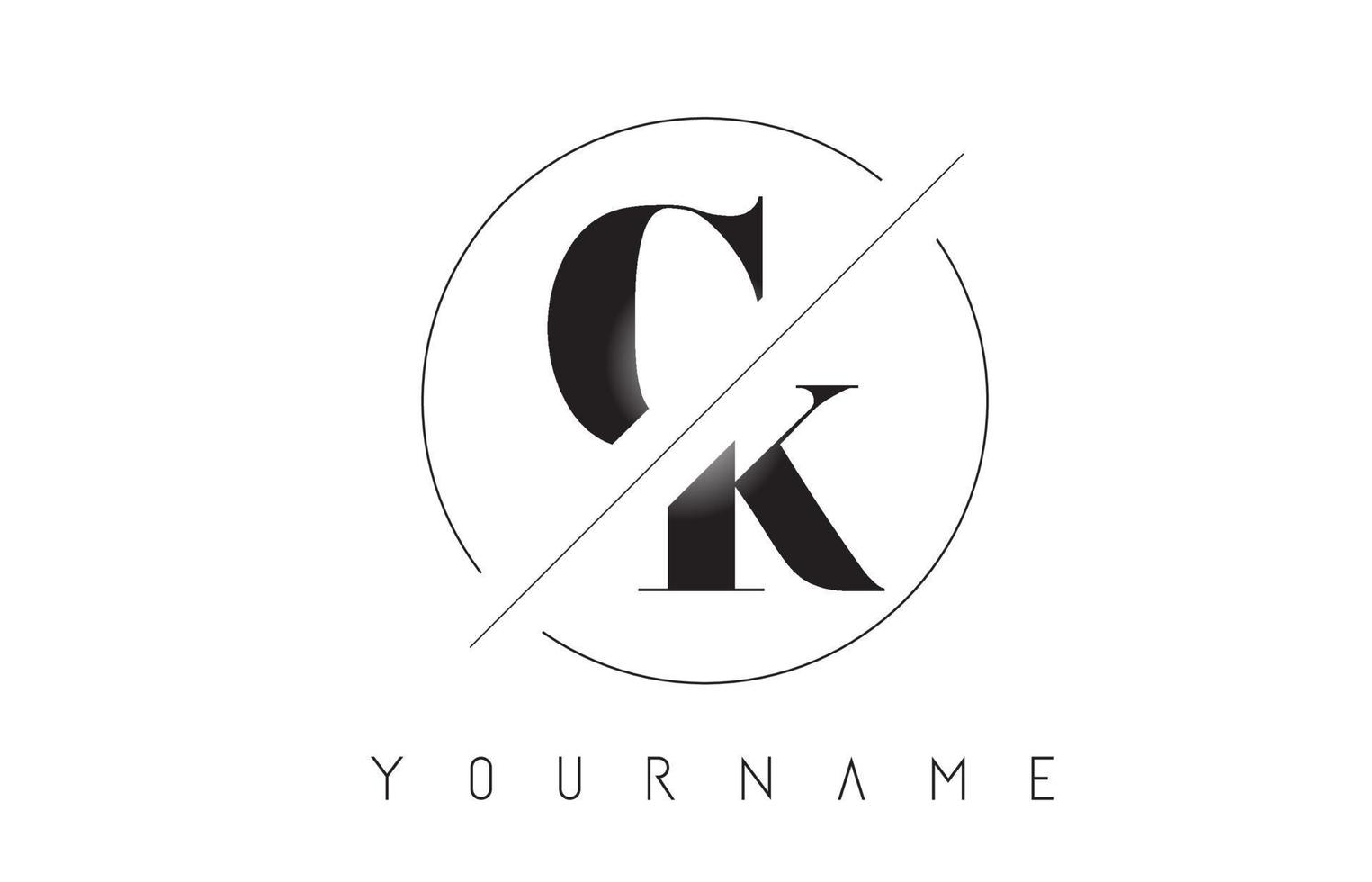 logo de lettre ck avec un design coupé et croisé vecteur