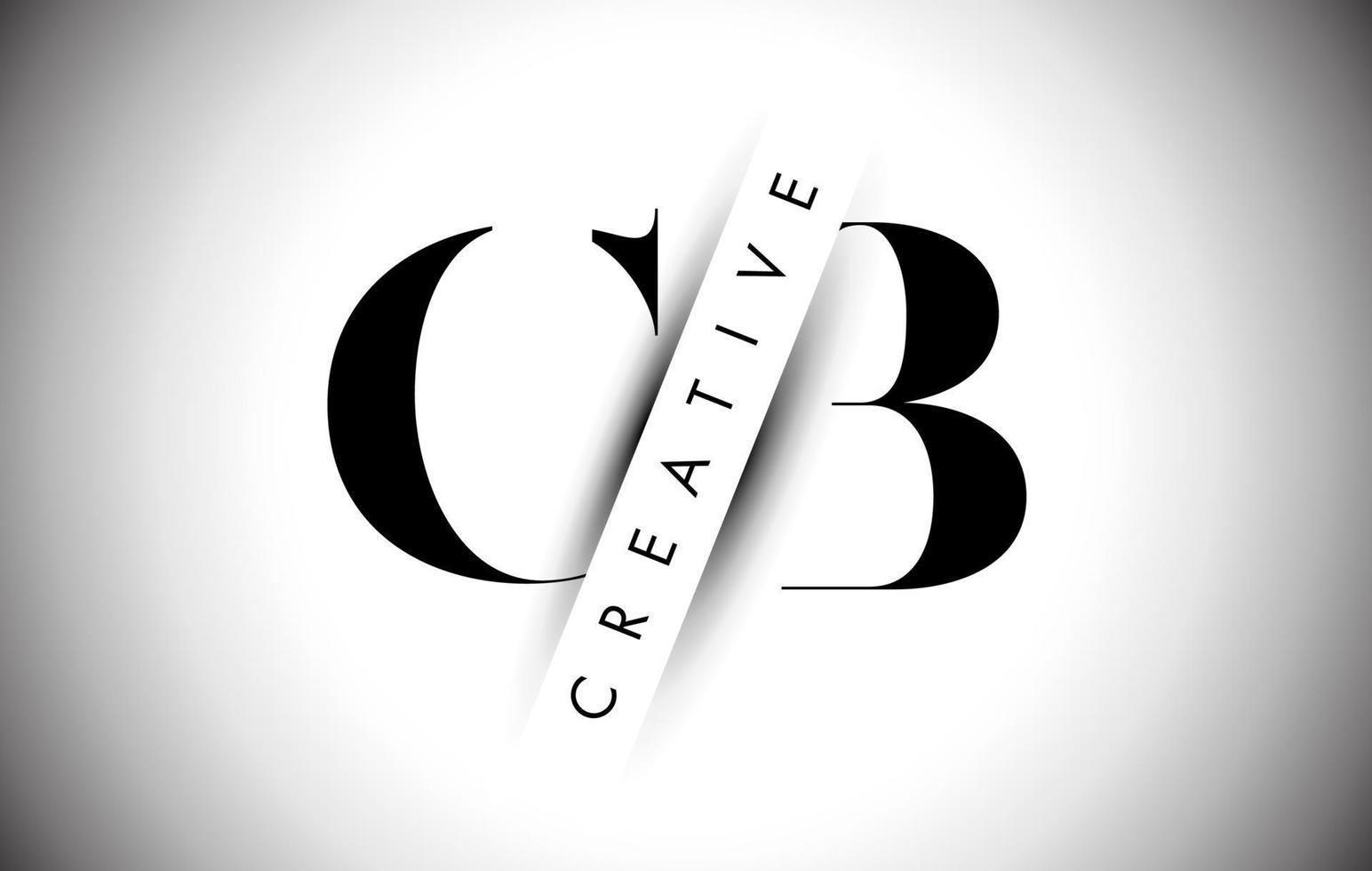 logo de lettre cb cb avec une coupe d'ombre créative et une conception de texte superposée. vecteur