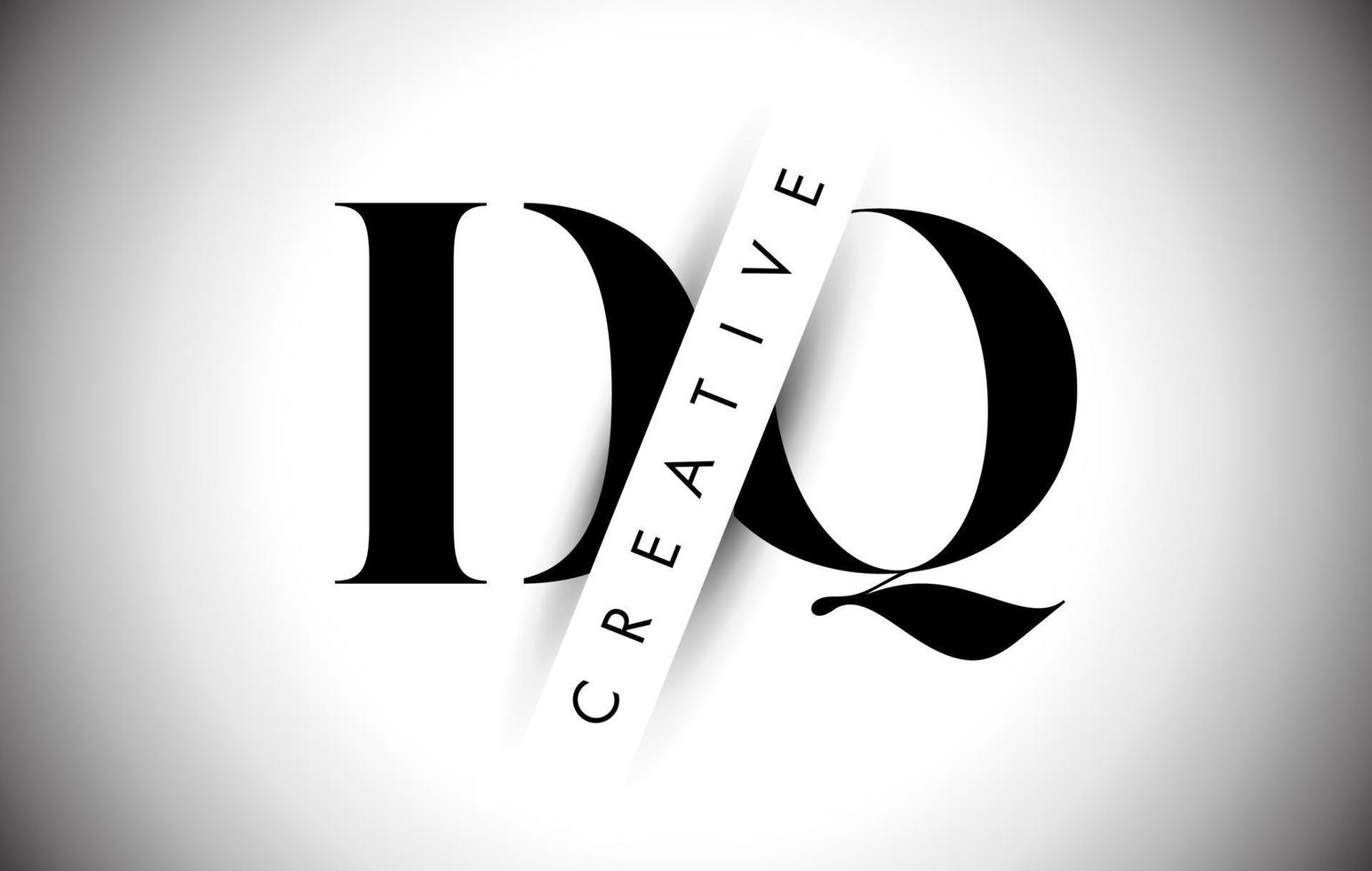 logo de lettre dq dq avec une coupe d'ombre créative et une conception de texte superposée. vecteur