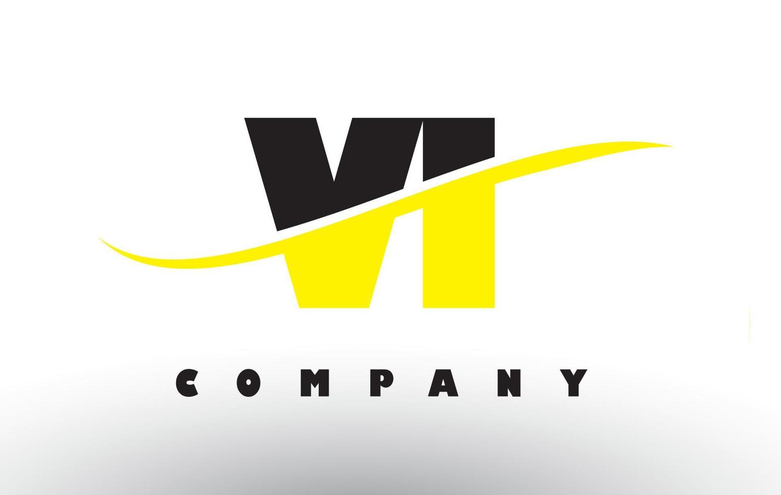 vi vi logo de lettre noir et jaune avec swoosh. vecteur