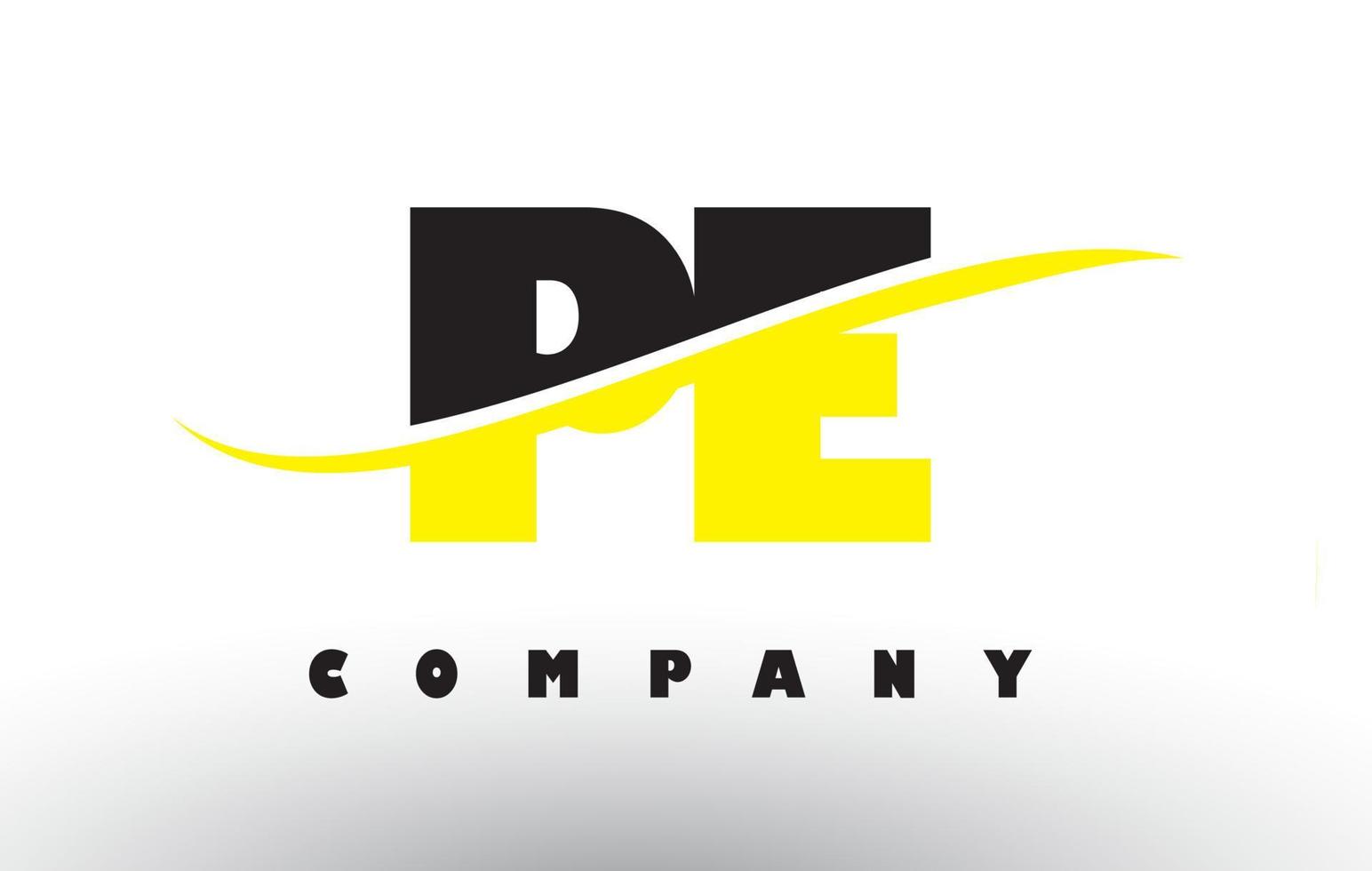 pe pe logo de lettre noir et jaune avec swoosh. vecteur