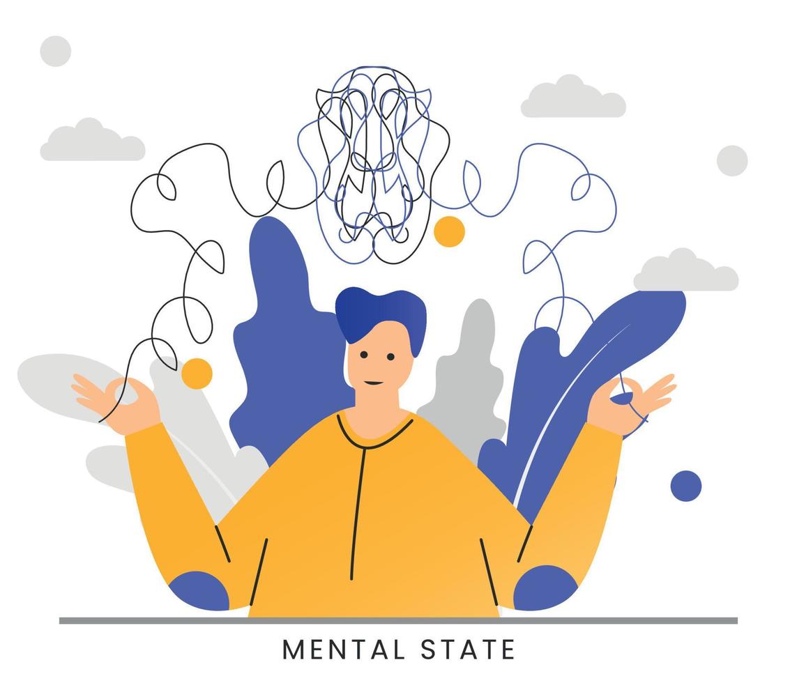 illustration vectorielle concept de scène de santé mentale cerveau mental vecteur