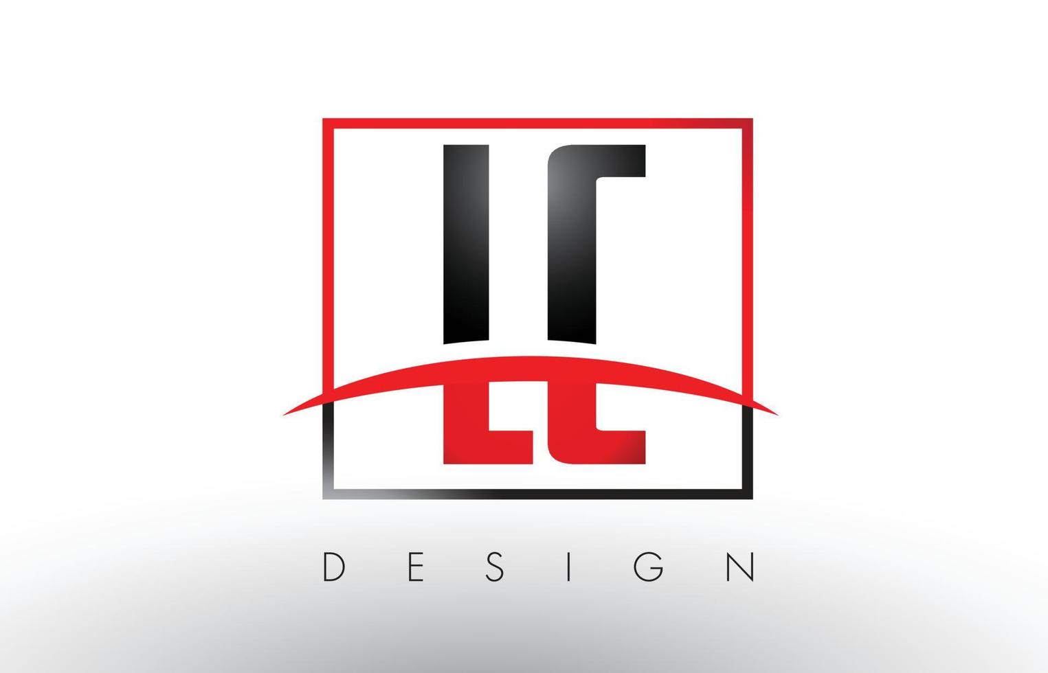 Lettres du logo lc lc avec des couleurs rouges et noires et swoosh. vecteur