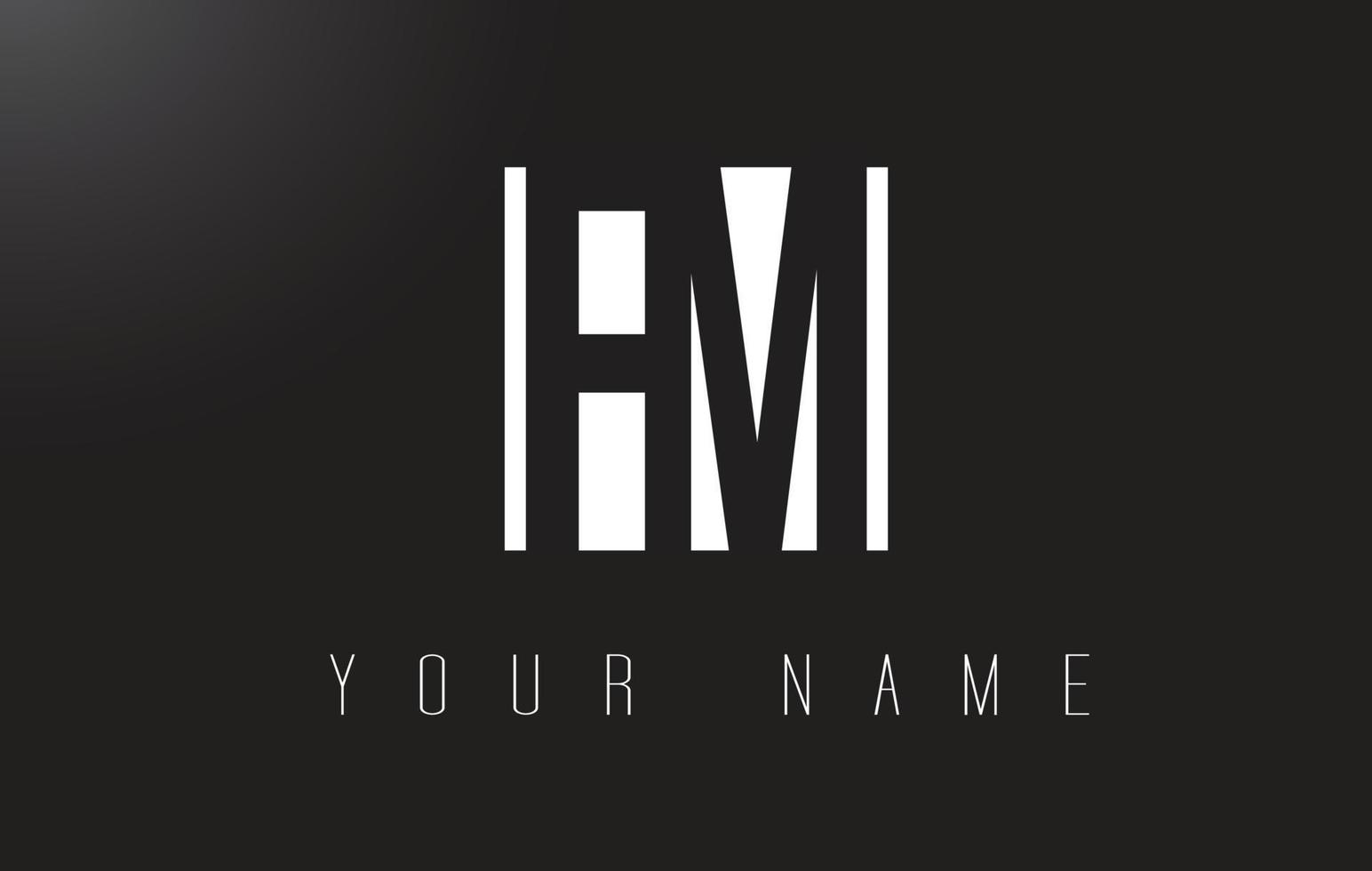 logo de lettre fm avec un design d'espace négatif en noir et blanc. vecteur
