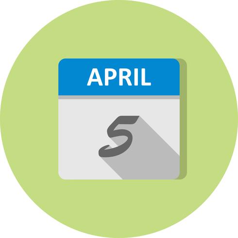 5 avril Date sur un calendrier à jour unique vecteur