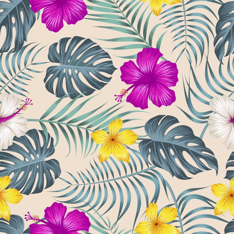 motif floral sans couture avec des feuilles. fond tropical vecteur