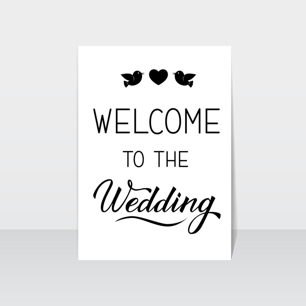 bienvenue à l'affiche de mariage. lettrage de calligraphie. modèle vectoriel facile à modifier pour l'invitation, enregistrez les cartes de date, les bannières de réception, les panneaux et les décorations.