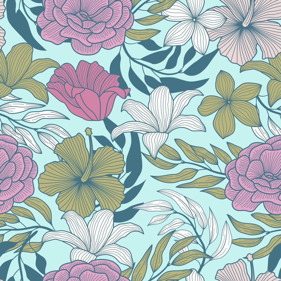 motif floral sans couture avec des feuilles. fond tropical vecteur