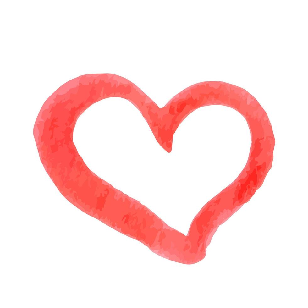 coeur rouge peint à la main isolé sur blanc. effet aquarelle ou peinture acrylique. illustration vectorielle de coeur grunge. carte de voeux pour la saint-valentin. élément de conception facile à modifier pour vos œuvres d'art. vecteur