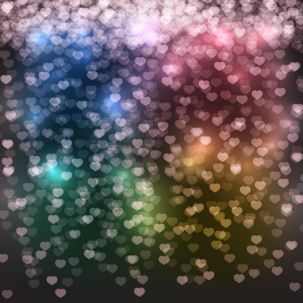 confettis coeurs tombants sur fond sombre. toile de fond de carte de voeux lumineuse saint valentin. illustration vectorielle. modèle de conception facile à modifier. vecteur