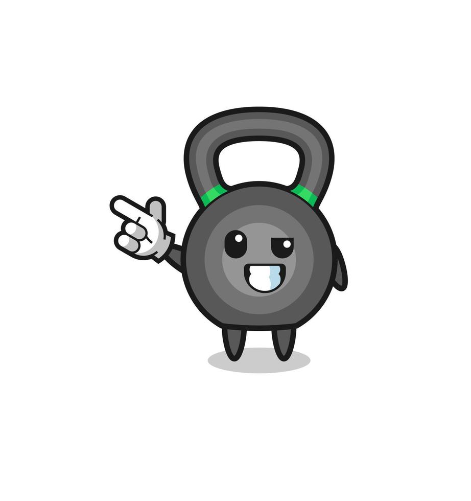 mascotte kettlebell pointant en haut à gauche vecteur