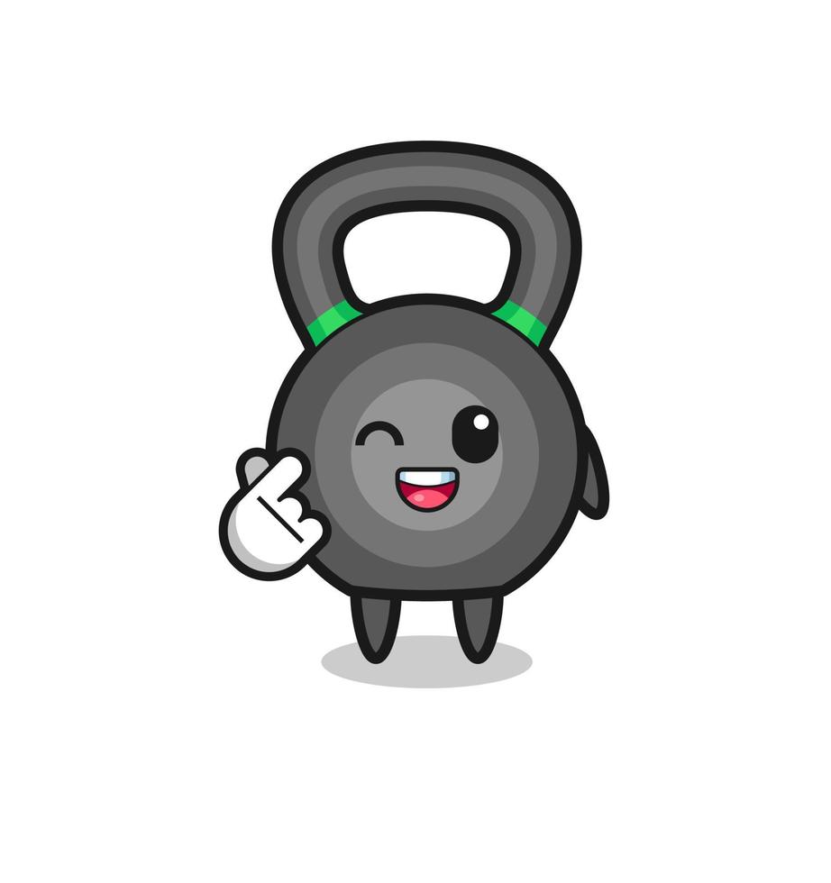 caractère kettlebell faisant coeur doigt coréen vecteur