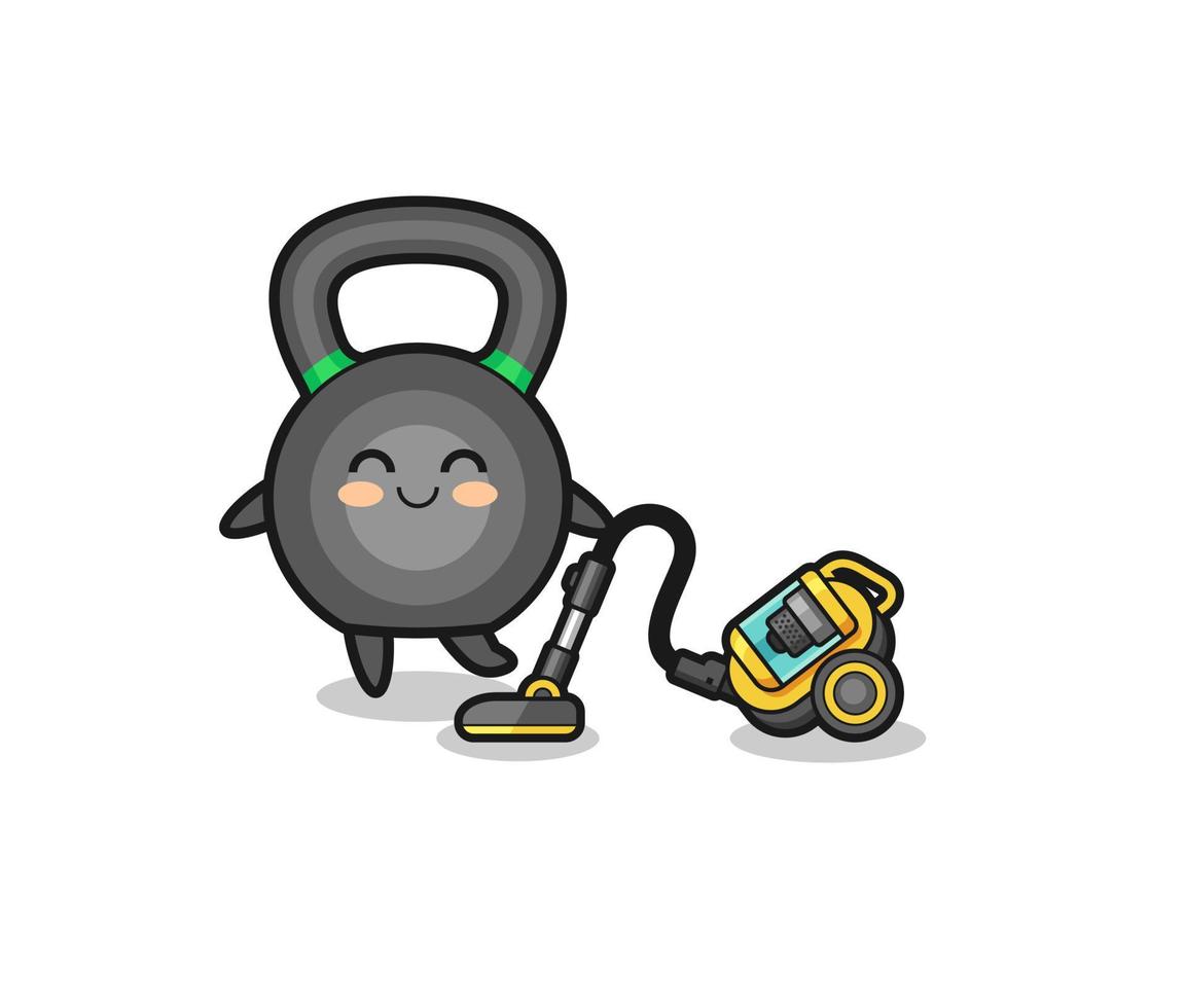 kettlebell mignon tenant une illustration d'aspirateur vecteur