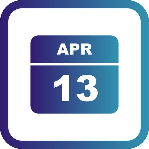 13 avril Date sur un calendrier d&#39;une journée vecteur