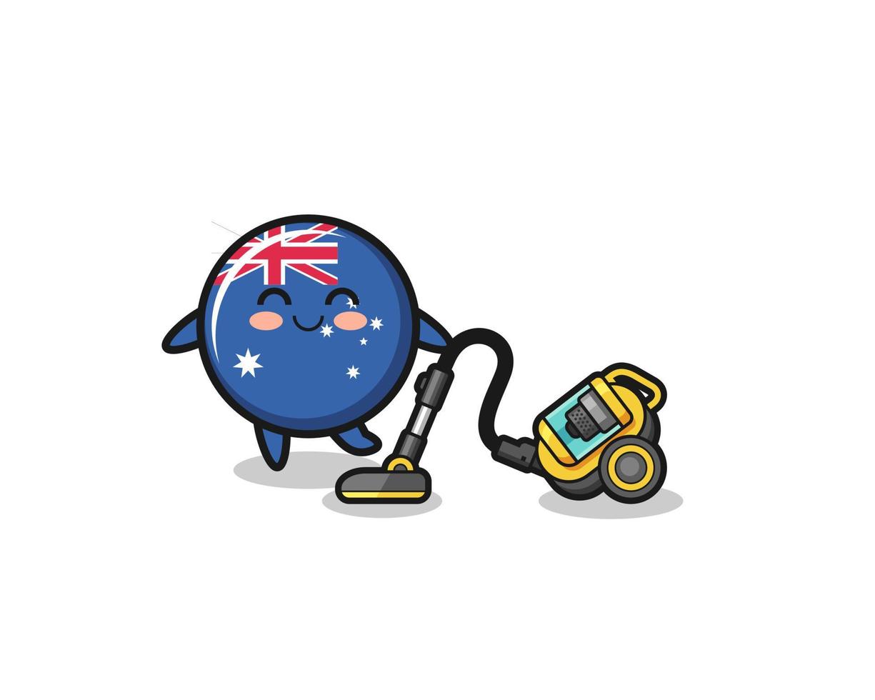 drapeau de l'australie mignon tenant l'illustration de l'aspirateur vecteur