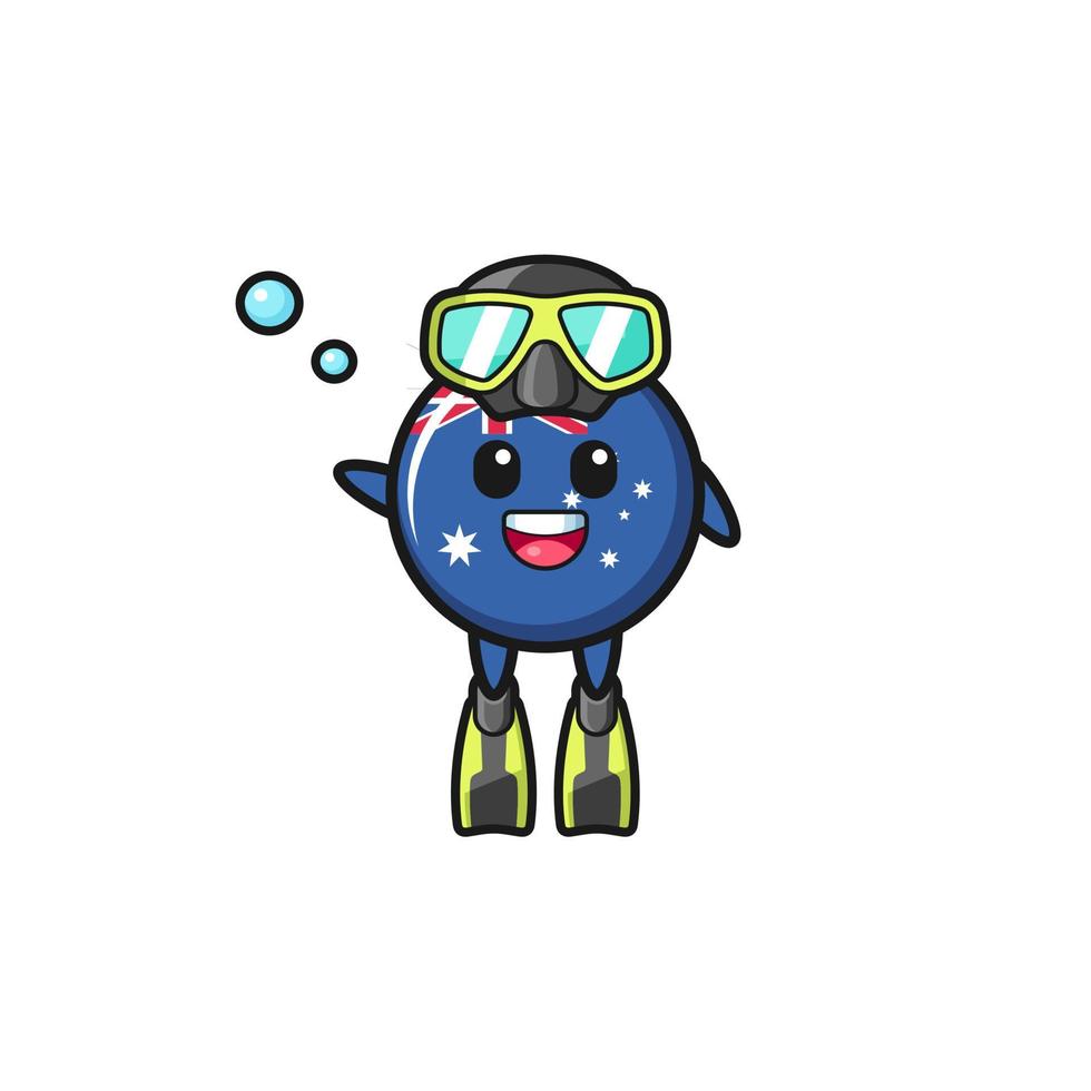 le personnage de dessin animé de plongeur de drapeau australien vecteur