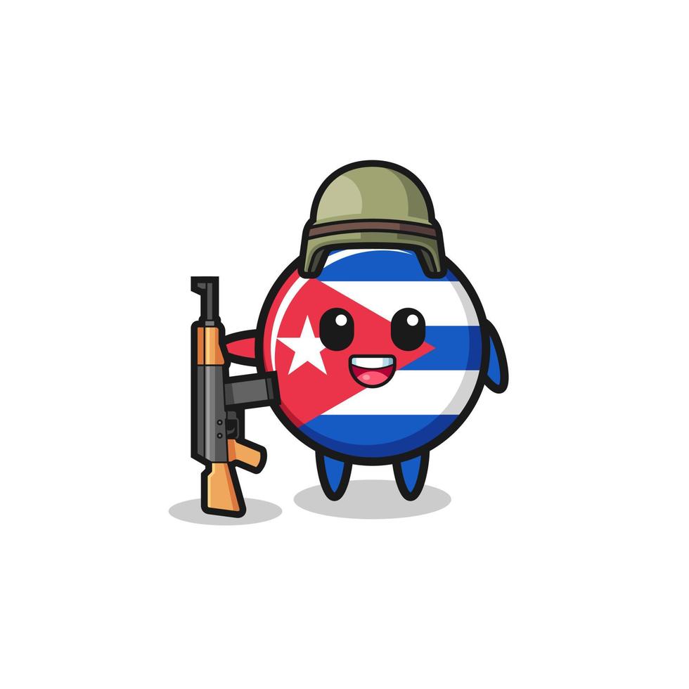 Adorable mascotte du drapeau de Cuba en tant que soldat vecteur