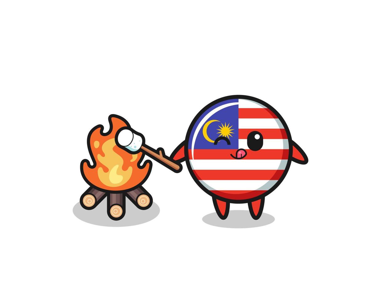 le personnage du drapeau de la malaisie brûle de la guimauve vecteur