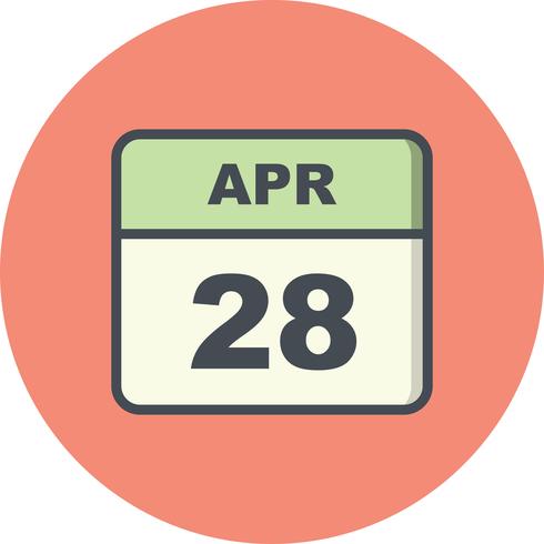 28 avril Calendrier d&#39;une journée vecteur