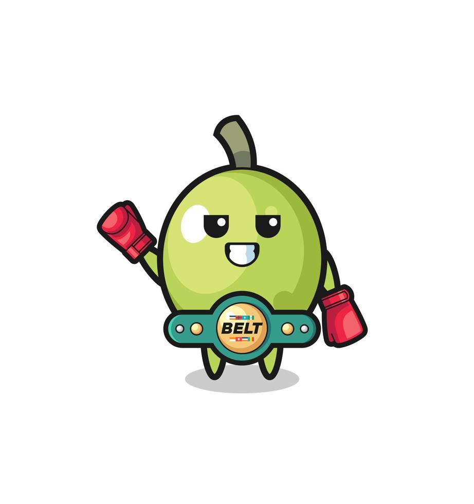 personnage mascotte de boxeur olive vecteur