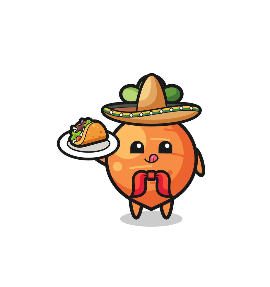 mascotte de chef mexicain carotte tenant un taco vecteur