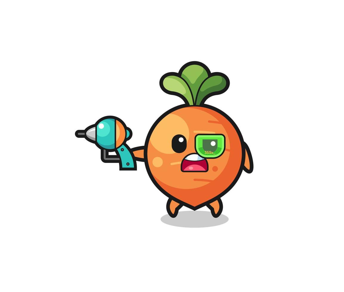jolie carotte tenant un futur pistolet vecteur