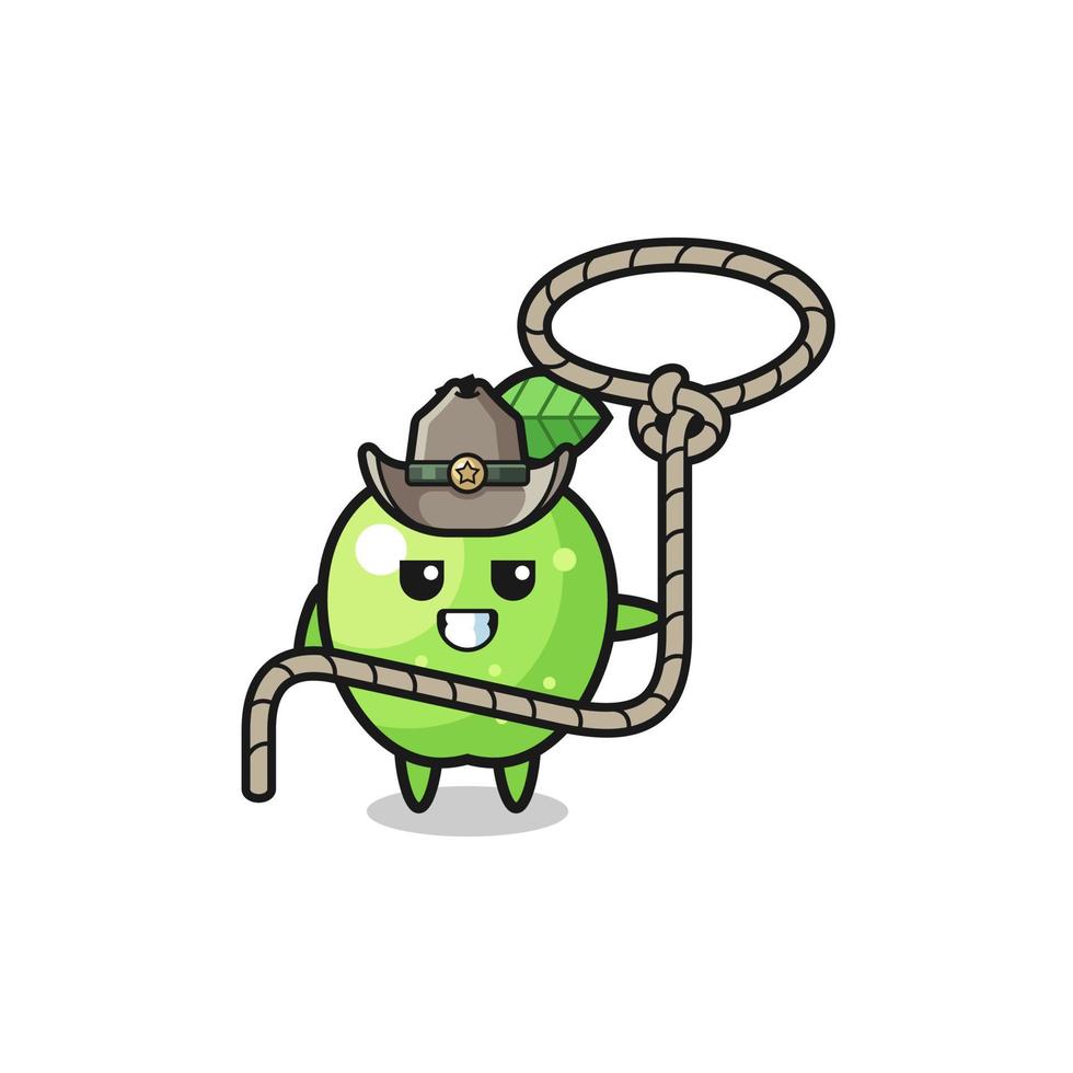 le cowboy pomme verte avec corde lasso vecteur