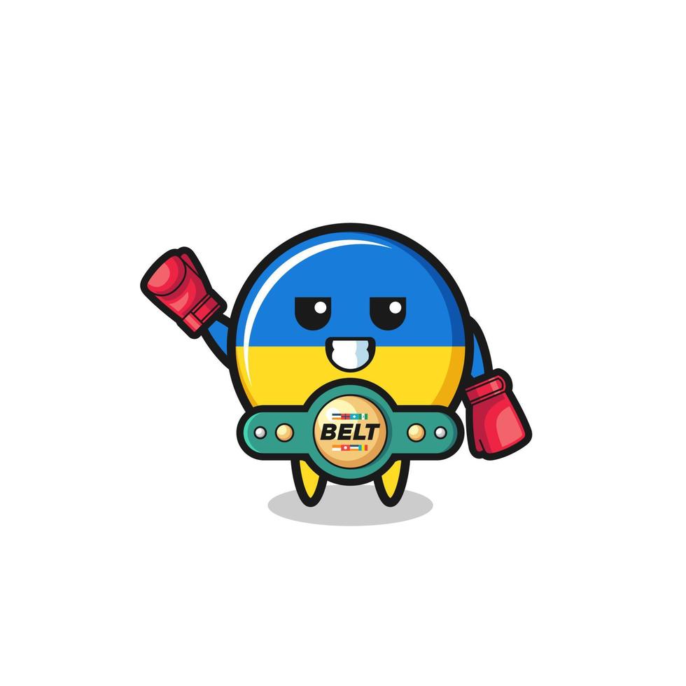 personnage mascotte boxeur drapeau ukraine vecteur