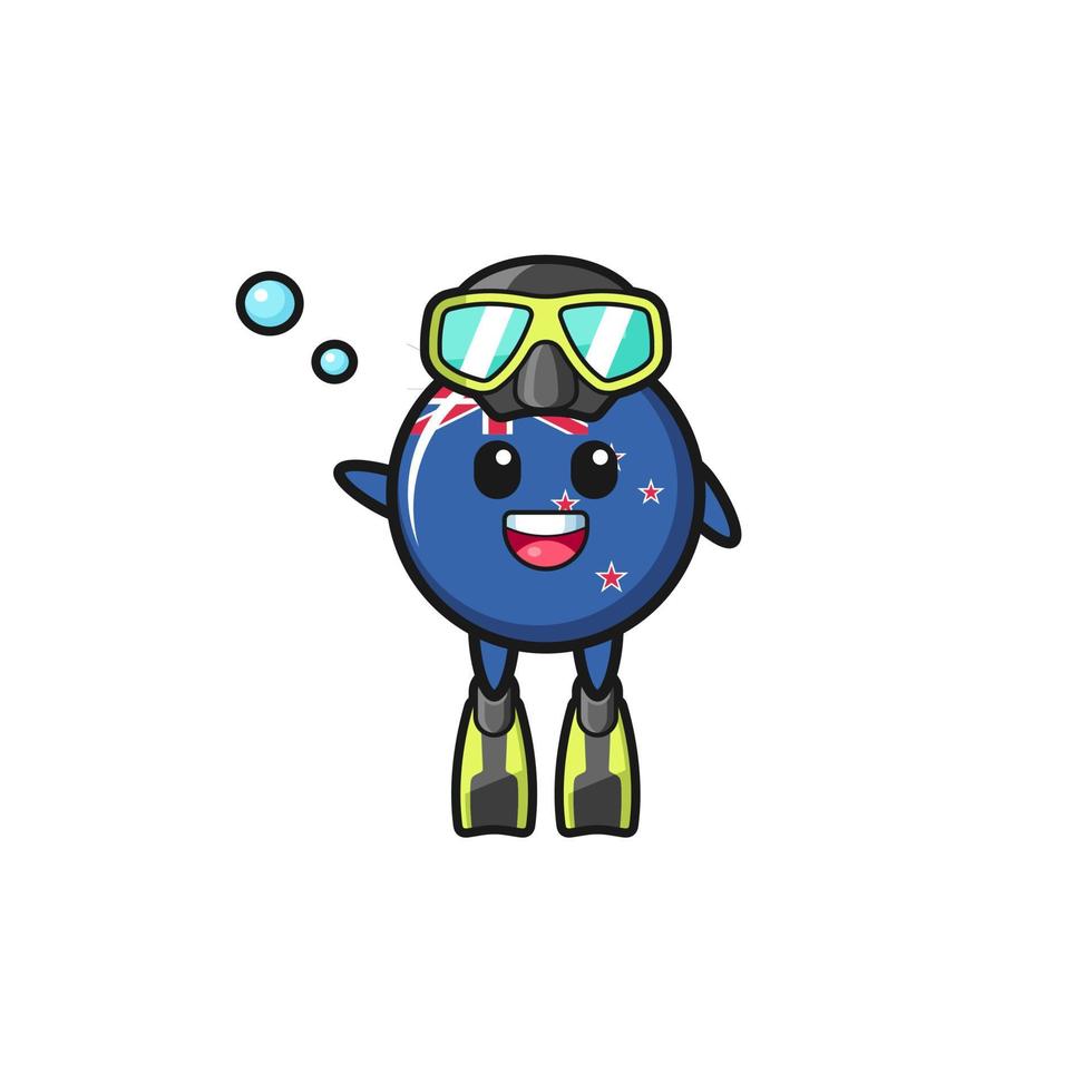 le personnage de dessin animé de plongeur néo-zélandais vecteur