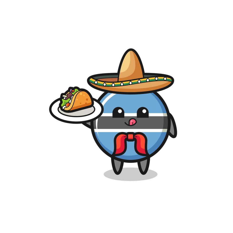 Drapeau du botswana mascotte de chef mexicain tenant un taco vecteur