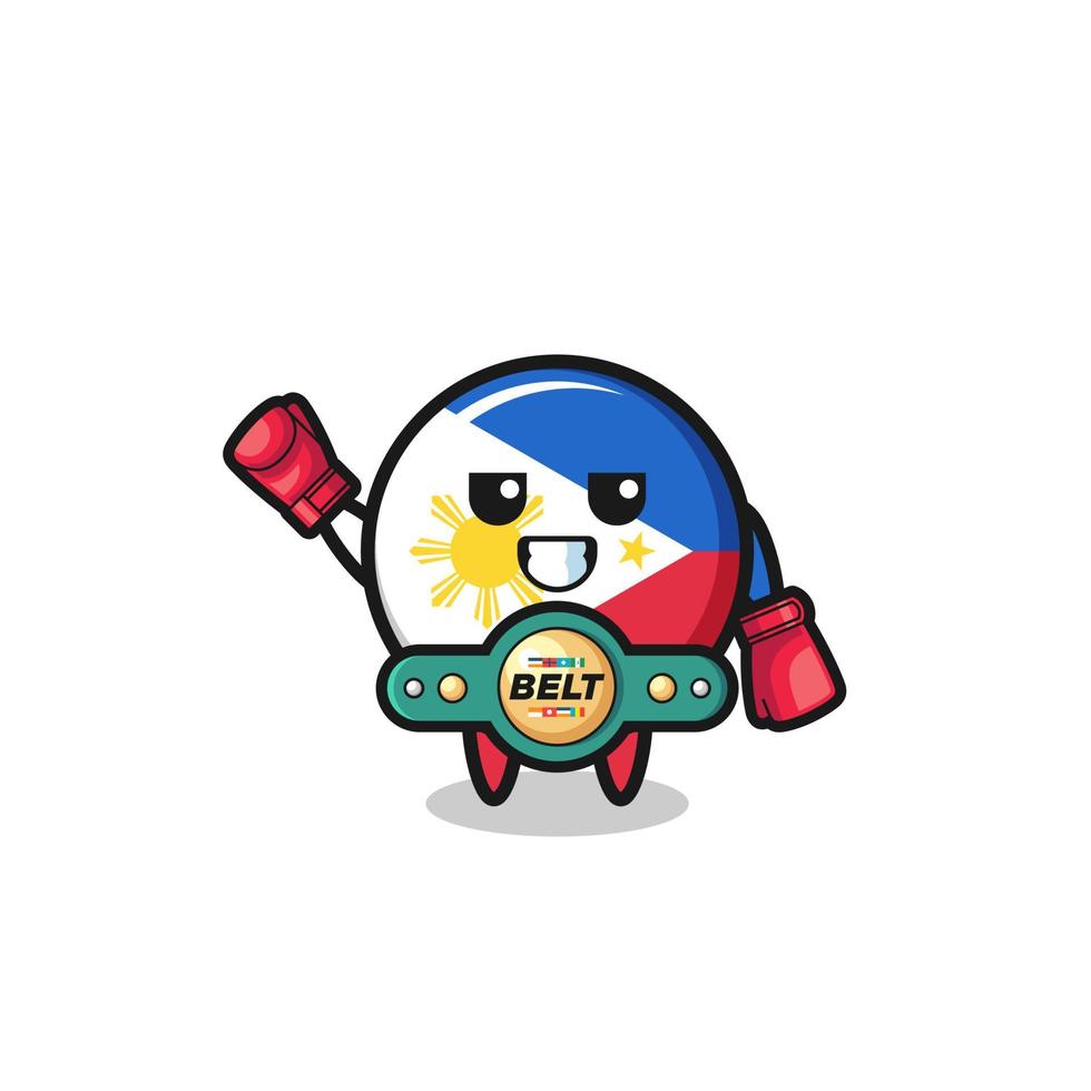 personnage mascotte boxeur drapeau philippines vecteur