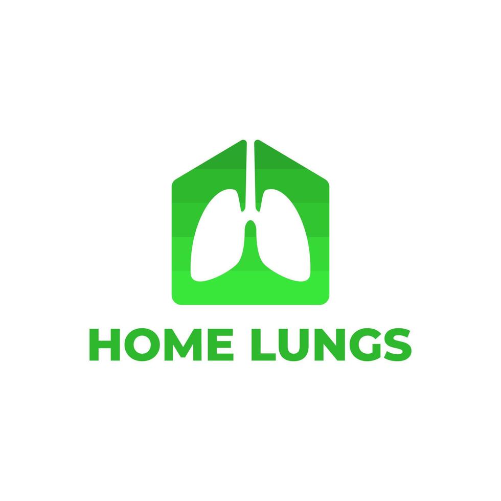 modèle de logo de lieu de consultation pulmonaire avec la forme des poumons à l'intérieur de la maison vecteur