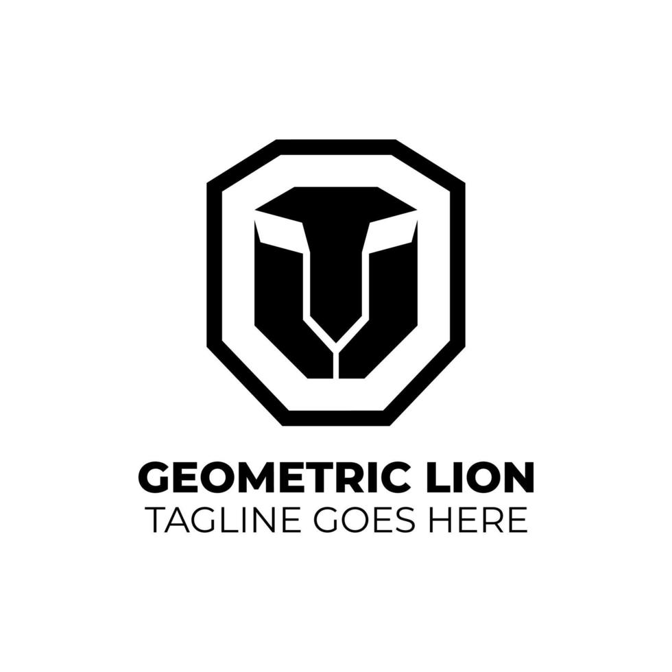 modèle de logo avec forme géométrique de lion vecteur