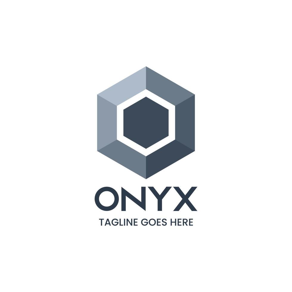 modèle de logo avec image de roche d'onyx vecteur