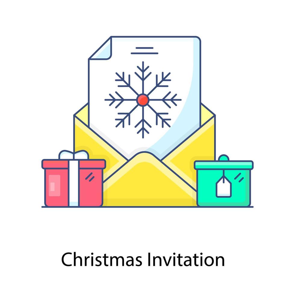 flocon de neige sur papier représentant une invitation de noël vecteur