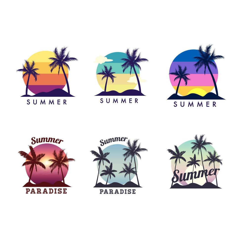 étiquettes de conception de vacances d'été, modèle de logo de plage vecteur