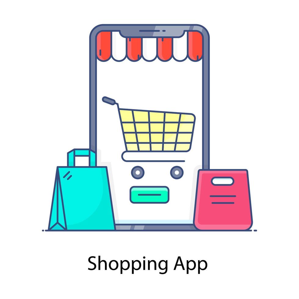 vecteur de l'icône plate de l'application shopping des dépenses en ligne