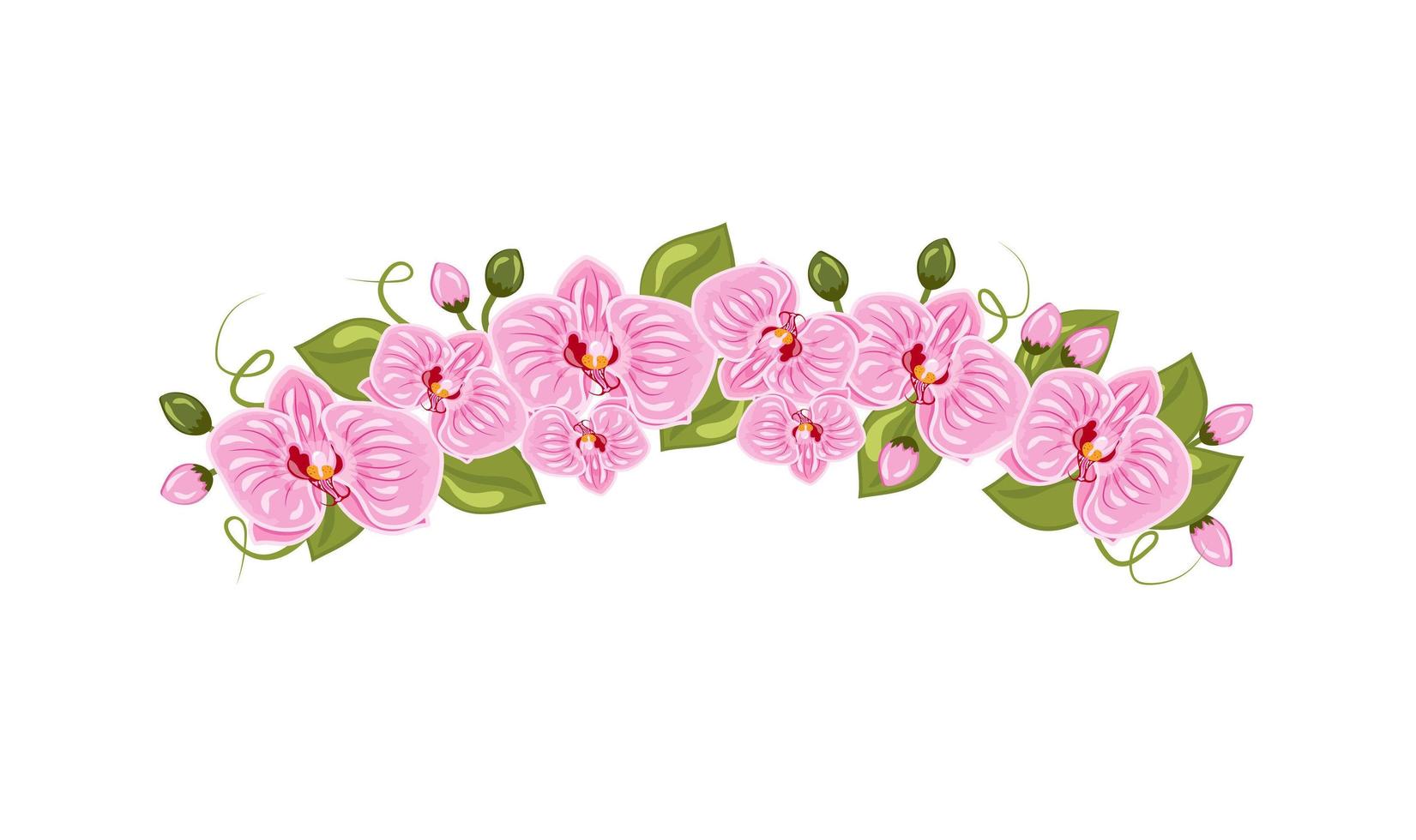 illustration vectorielle de diadème de fleurs d'orchidées en style cartoon isolé sur fond blanc. vecteur