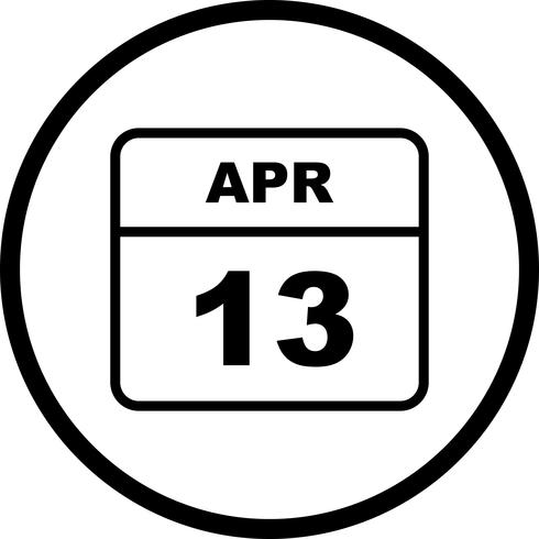 13 avril Date sur un calendrier d&#39;une journée vecteur