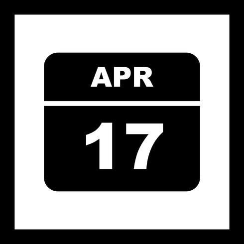 17 avril Date sur un calendrier d&#39;une journée vecteur