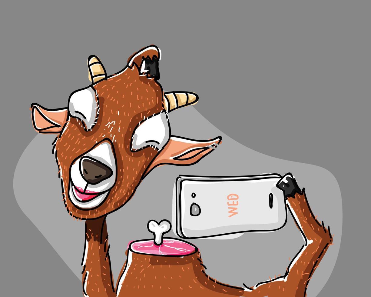 illustration d'une chèvre prenant un selfie vecteur