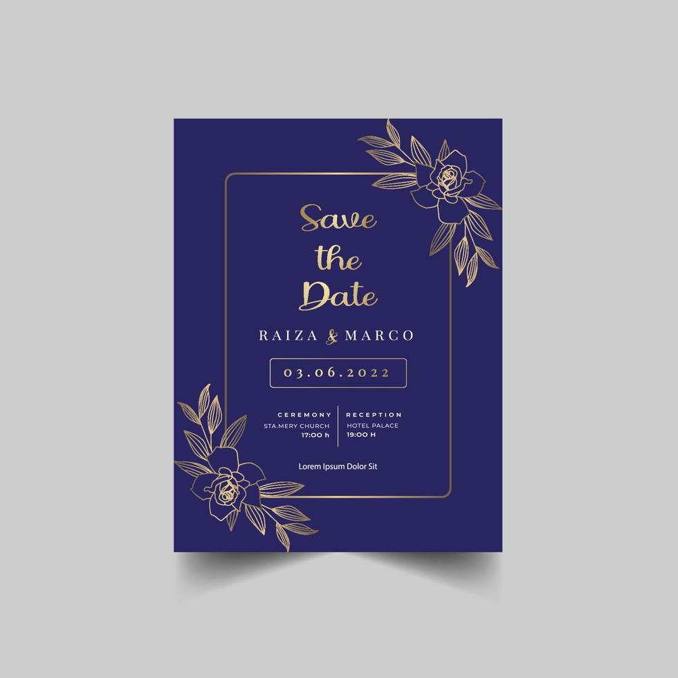 luxe enregistrer le modèle d'invitation de mariage de date vecteur