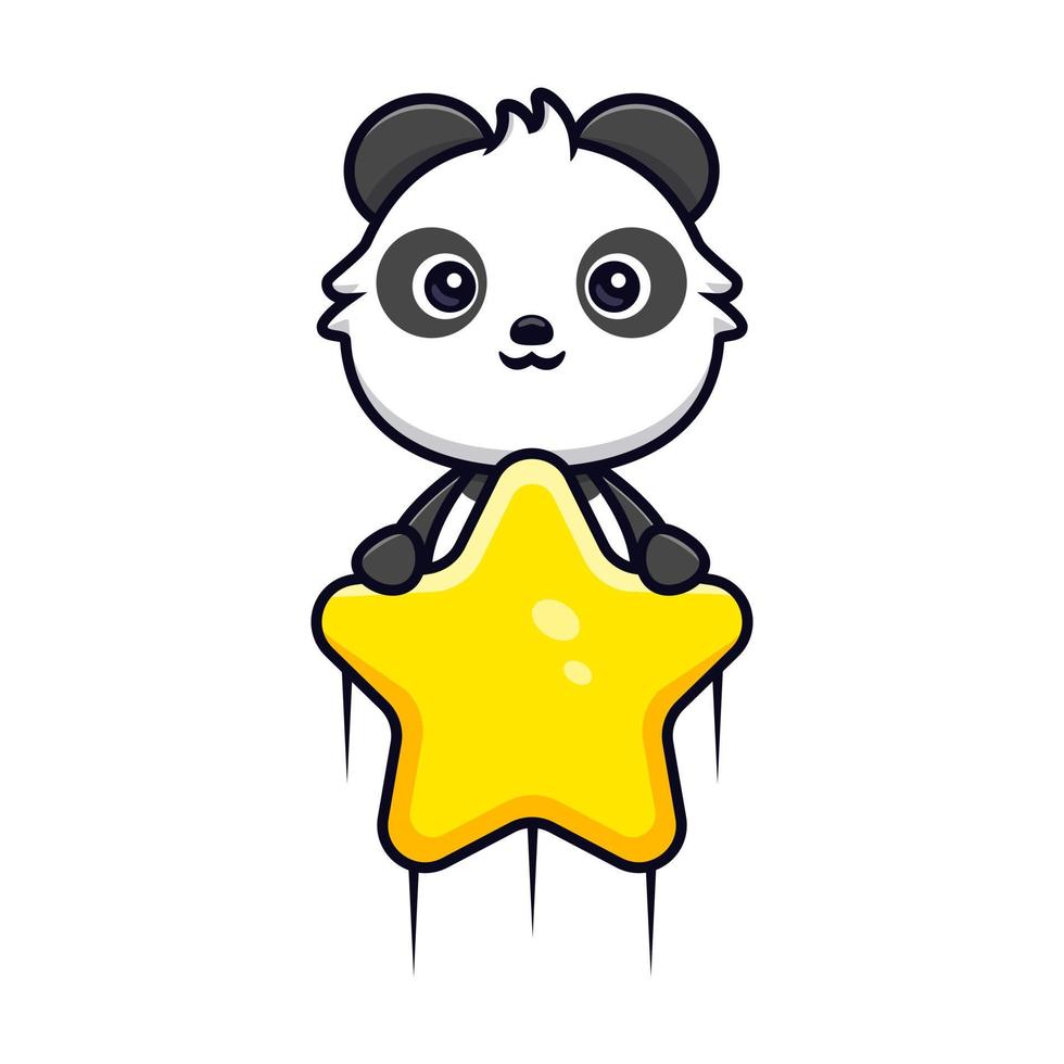 icône de dessin animé mignon panda mascotte. illustration de personnage de mascotte kawaii pour autocollant, affiche, animation, livre pour enfants ou autre produit numérique et imprimé vecteur