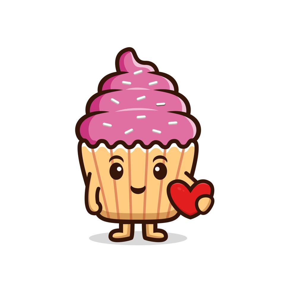 mascotte de dessin animé de personnage de cupcake mignon. illustration de personnage de mascotte kawaii pour autocollant, affiche, animation, livre pour enfants ou autre produit numérique et imprimé vecteur