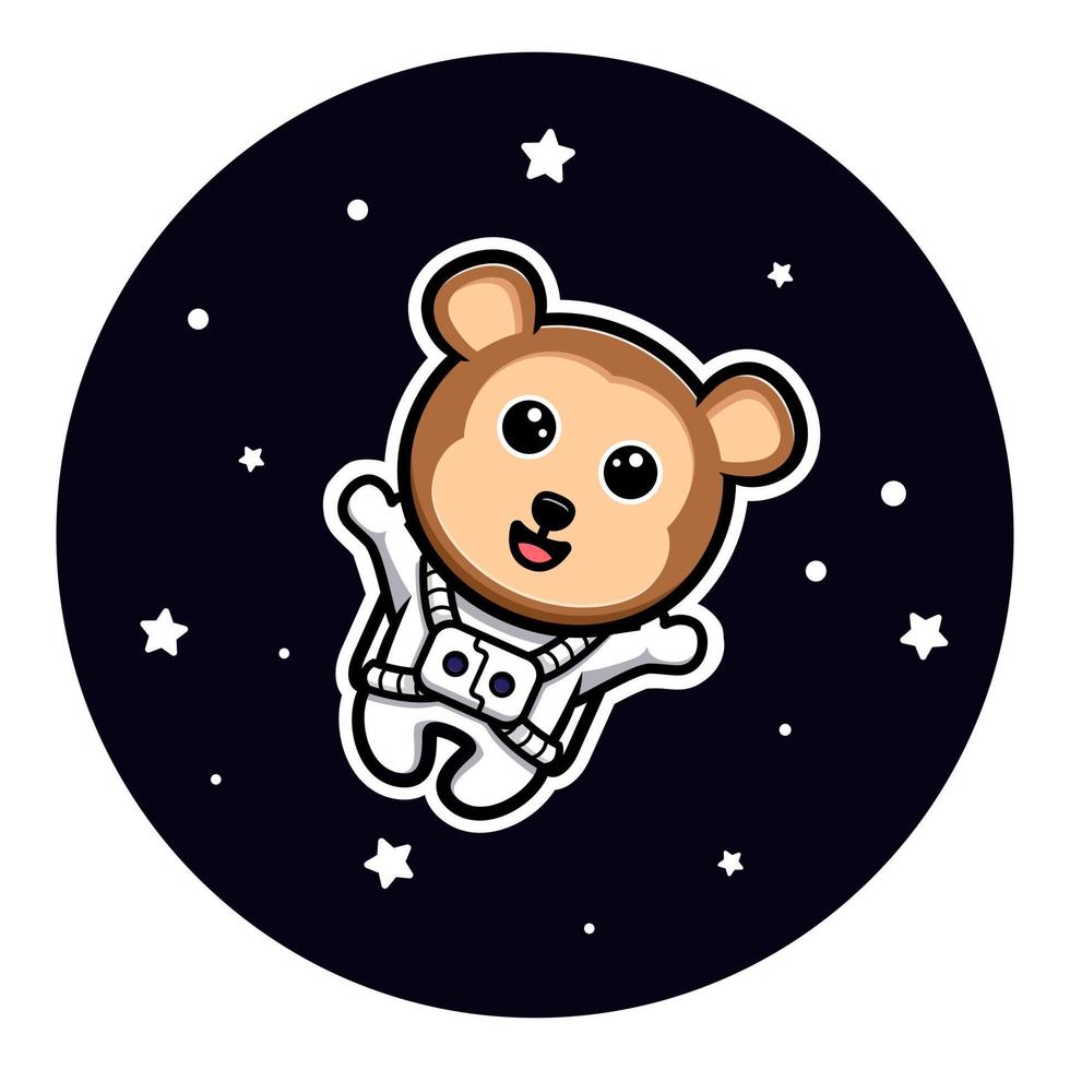 astronaute singe mignon flottant sur la mascotte de dessin animé de l'espace vecteur