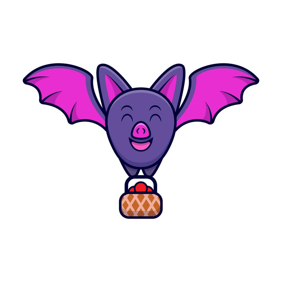 icône de dessin animé de mascotte de chauve-souris mignonne. illustration de personnage de mascotte kawaii pour autocollant, affiche, animation, livre pour enfants ou autre produit numérique et imprimé vecteur