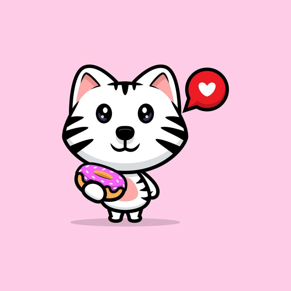 icône de dessin animé mignon tigre blanc mascotte. illustration de personnage de mascotte kawaii pour autocollant, affiche, animation, livre pour enfants ou autre produit numérique et imprimé vecteur